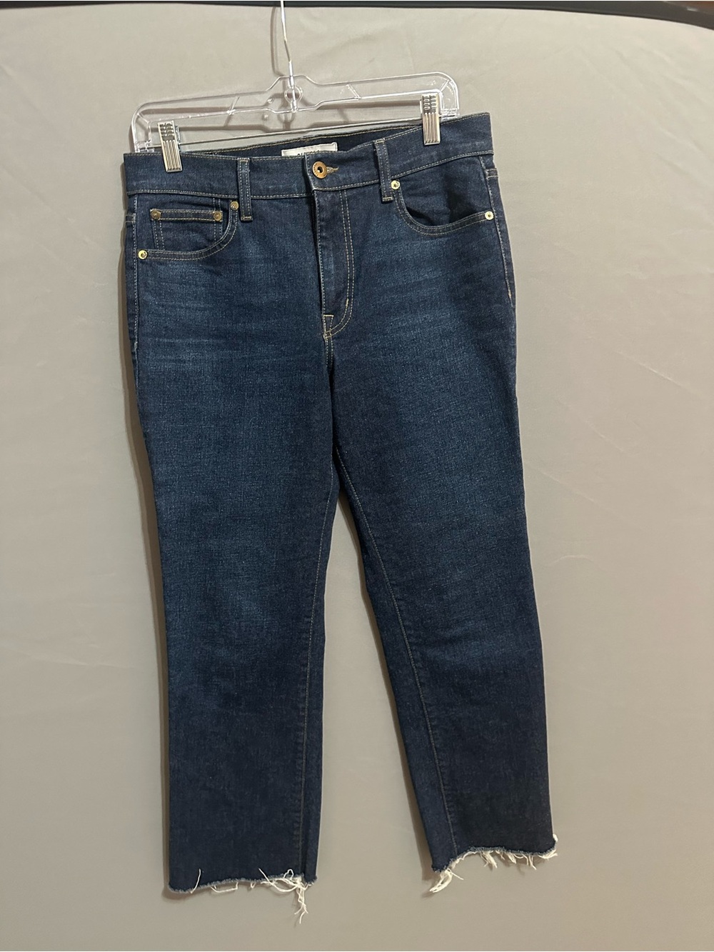 pistola Dark Blue Cropped Raw Hem Jeans